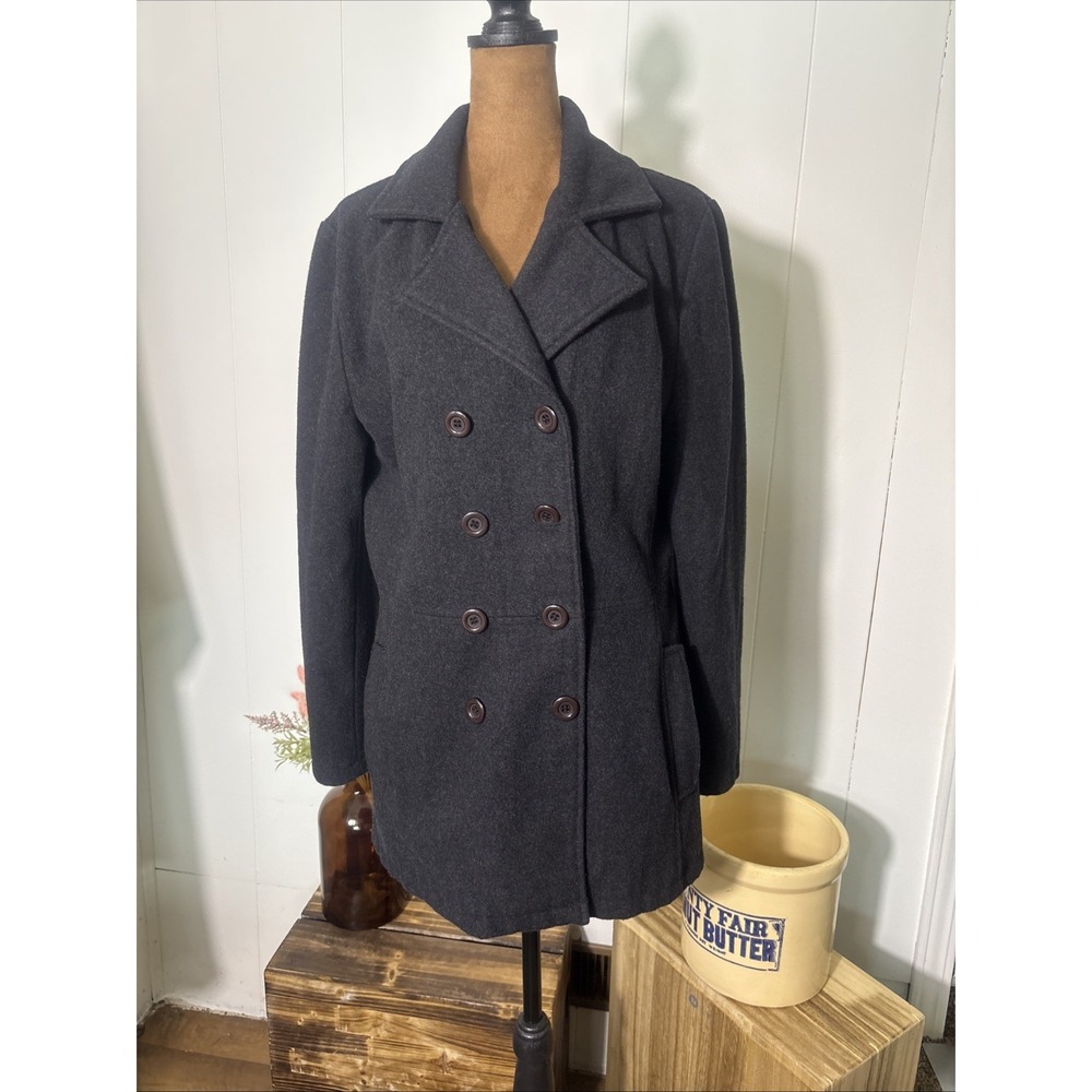rue21 Women's X-Large Charcoal Grey Wool Blend Double Breasted Peacoat Jacket